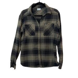 Columbia Womens Green & Black Button Up Flannel Size L